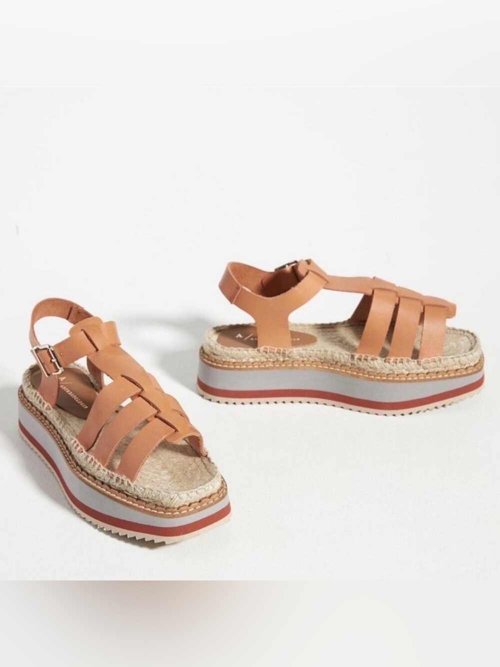 A/Anthropologie Fisherman Platform Espadrille Sandals Tan Size 36 (US 6) NWOT